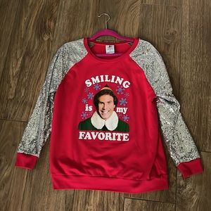ELF Smiling is my Favorite Sequin Sleeve Christmas Sweater